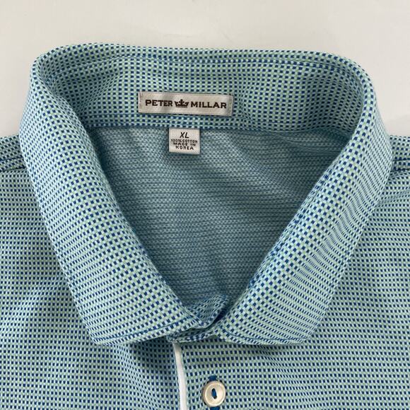 Peter Millar Polo Shirt Men XL Blue Golf Performance Preppy COTTON - Picture 2 of 9